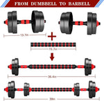 Adjustable Dumbbell Set - 20lbs Convertible to Barbell for Home Gym