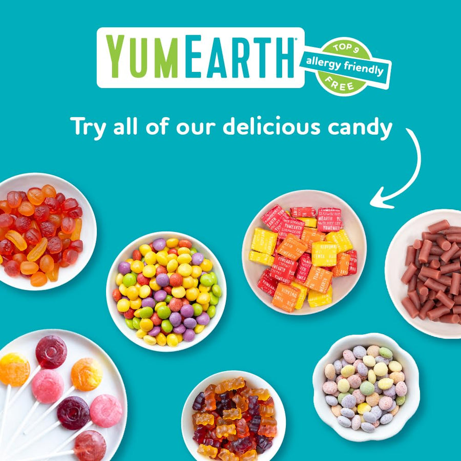YumEarth Organic Chewys Fruit Flavored Candy Chews - Allergy Friendly, Gluten Free, Non-GMO, Vegan, No Artificial Dyes - Assorted Flavors, 7.5 oz.