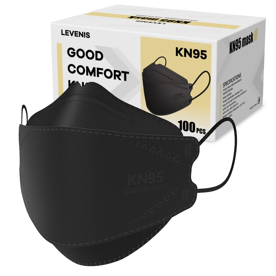 LEVENIS KN95 Face Masks 50 Pack, Breathable Comfortable and Disposable KN95 Mask, Black