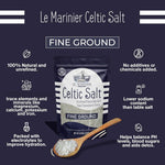 Le Marinier Celtic Salt Organic Fine Ground, 1.1lb - 18oz. Mineral Rich. 100% Natural and Unrefined. French Sea Salt Organic Vital Minerals. Hand Harvested Mineral Salt (1.1lb Fine Ground)