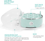 Elite Gourmet EGC115M Easy Egg Cooker Electric 7-Egg Capacity, Soft, Medium, Hard-Boiled Egg Cooker with Auto Shut-Off, Measuring Cup Included, BPA Free, Retro Mint