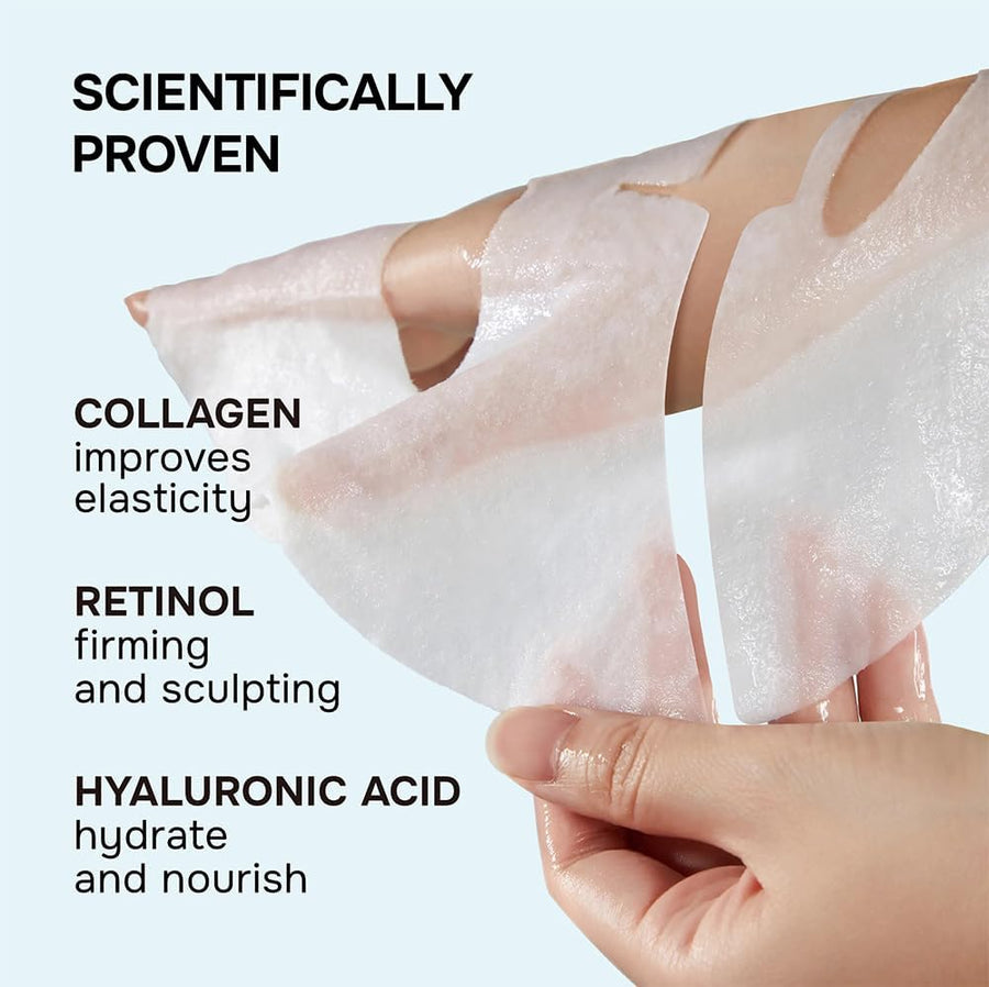 SimplyVital Collagen Facial Mask with Retinol & Hyaluronic Acid - Hydrating Face Masks Skincare - T Line & V Line Sheet Mask for Women Skin Care - Mascarillas Para la Cara - Cloth Face Masks - 7 Pack