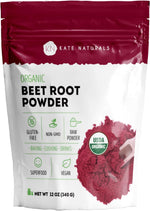 Kate Naturals Organic Beet Root Powder for Smoothies, Baking & Juice. Raw Beetroot Superfood & Natural Red Food Coloring (8oz, Non-GMO, Earthy Flavor)