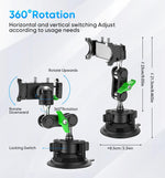MAGIC JOHN Car Phone Holder, Ultra-Durable Mteal Phone Holders for Your Car, 360° Rotation Cell Phone Car Mount for Windshield, Suction Cup Car Phone Mount for iPhone Samsung All Smartphone