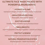 Bio Collagen Overnight Facial Mask with Peptides, Hyaluronic Acid & Antioxidants, Brightening Hydrating Korean Hydrogel Face Mask for Women, Skincare Sheet Mask - 4 Pack