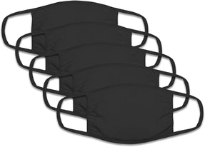 Fruit Of The Loom Unisex Reusable Cotton Face Cover 5 Pack Black