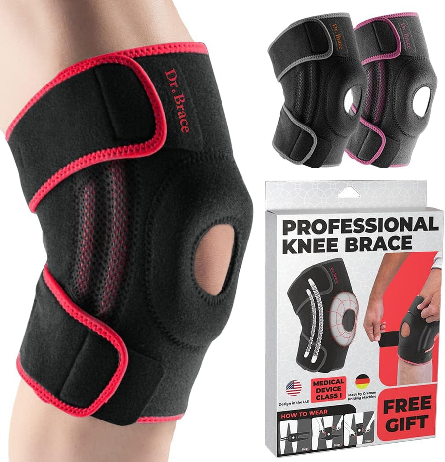 DR. BRACE ELITE Knee Brace with Side Stabilizers & Patella Gel Pads for Maximum Knee Pain Support and fast recovery for men and women-Please Check How To Size Video (Mercury, Large)