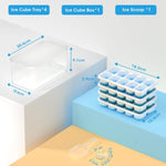 DOQAUS Ice Cube Tray with Lid and Bin - 4 Pack Silicone Ice Cube Trays for Freezer, Stackable Ice Bucket Kits with Storage Container & Scoop for Kitchen, RV, Cocktail, Coffee