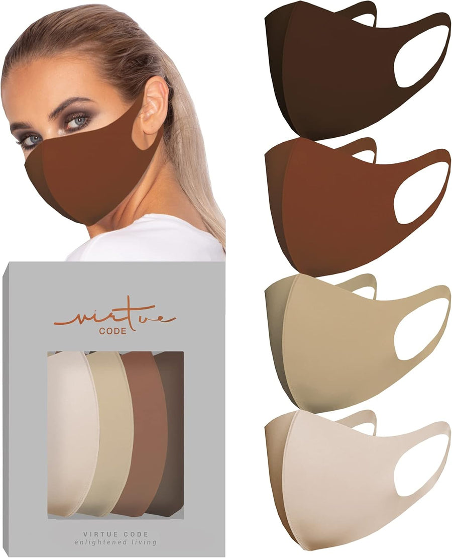 Virtue Code Second Skin Cloth Face Mask Pack. 4 Buttery Soft Masks Washable Fabric