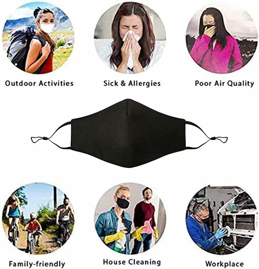 NBDIB Adult Adjustable Face Mask with Filter Pocket and Nose Wire Black