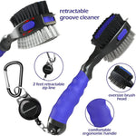 THIODOON 2 Pack Golf Club Brushes and Groove Cleaner 2 ft Retractable Zipline Carabiner Golf Brush Head with Retractable Spike Comfortable Grip Golf Club Cleaner