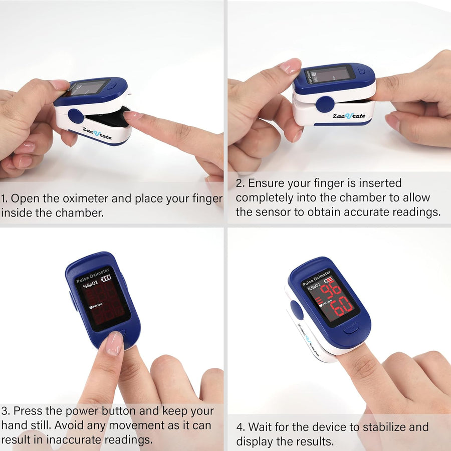 Zacurate 500BL Fingertip Pulse Oximeter Navy Blue Blood Oxygen Saturation Monitor