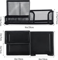 M&G Mesh Pen Holder Desk Organizers Pencil Holder for Desk Black, 3 Compartments Metal Office Supply Organizer with Sticky Notes Holder for School Home Office