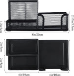 M&G Mesh Pen Holder Desk Organizers Pencil Holder for Desk Black, 3 Compartments Metal Office Supply Organizer with Sticky Notes Holder for School Home Office
