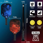 DULCE DOM Pickleball Paddles Set of 2/4 - USAPA Approved, Fiberglass/Carbon Fiber Pickleball Racket with 4 Indoor Outdoor Pickleball Balls and Pickleball Bag, Ideal Pickleball Training Equipment