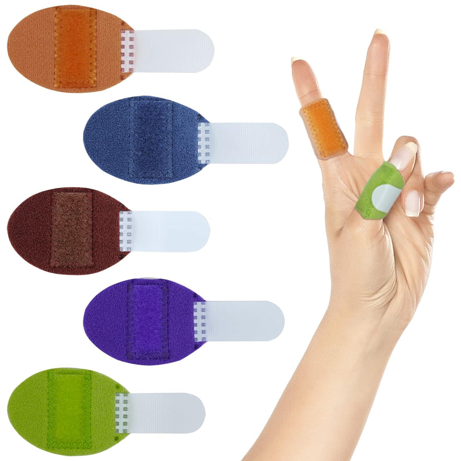 RonJea 5 Pcs Trigger Finger Splints: 5 Single Straps Finger Splint Support Brace Kit, Finger Straightener for Broken/Straightening/Aarthritis, Fits for Thumb/Middle/Ring/Index/Pinky Finger