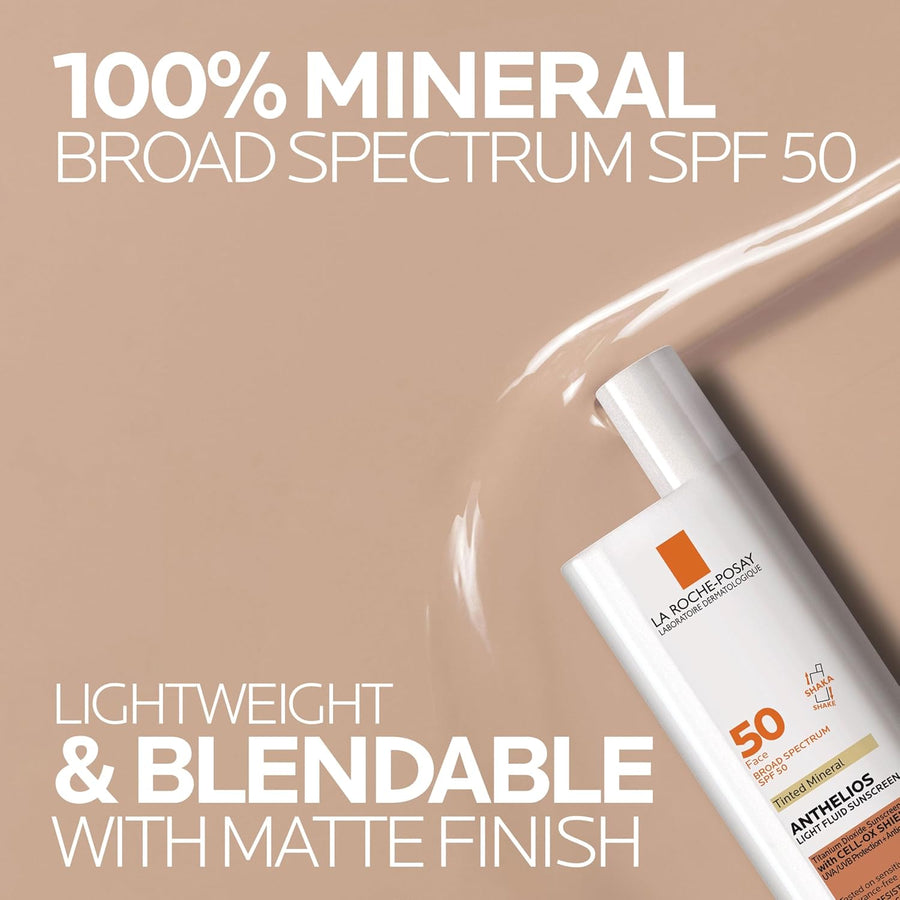 La Roche-Posay Anthelios Sunscreen SPF 50, Ultra-Light Fluid Broad Spectrum SPF 50, Face Sunscreen with Titanium Dioxide Mineral, Lightweight & Fast-Absorbing, Oil-Free, Matte Finish