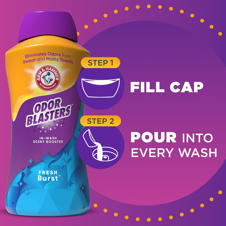 ARM & HAMMER Odor Blasters In-Wash Scent Booster, Laundry Scent Booster Fresh Burst Scent, 45 Oz