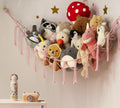 Stuffed Animal Storage Hammock Corner Net - Pink Room Decor for Teen Girls - Toys Storage Hanging Stuff Animal Organizer Holder Cute Stuff - Boho Nursery Dorm Bedoom Decor Aesthetic