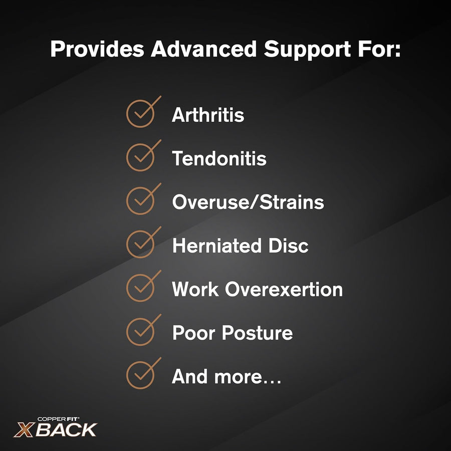 Copper Fit X-Back Brace for Lower Back Pain and Lumbar Support - Adjustable and Breathable Design