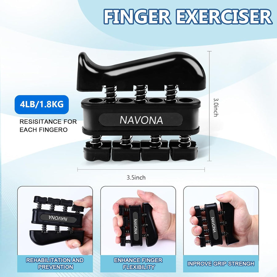 5-Piece Grip Strength Trainer Kit - Hand Gripper, Finger Exerciser, Stress Ball, Forearm Workout