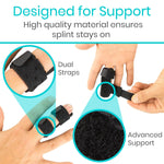 Vive Finger Splint (2 Pack) - Universal Finger Straightener - Broken and Trigger Finger Splints - Brace for Arthritis Pain and Support - Sprain Relief for Middle, Index, Ring, Pinky Fingers (Black)