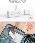 Flat Extension Cord 6 feet, Flat Plug Power Strip, 4 Widely Outlets with 3 USB Ports (2 USB C), 3 Side Outlet Extender with Extension Cord with Multiple Outlets for Home, Office, Dorm Room Essentials