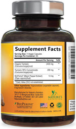 Turmeric Curcumin Supplement - 2400mg Organic Turmeric Per Serving