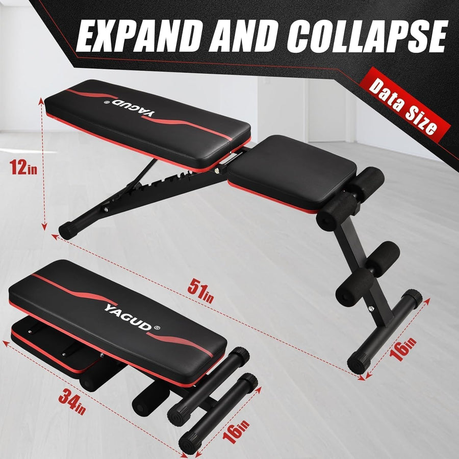 Adjustable Weight Bench Press, 880LB Capacity, Folding Home Gym Bench