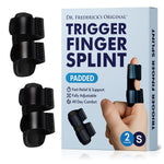 Dr. Frederick's Trigger Finger Splint - 2 ct - HSA/FSA - Index, Middle & Ring Fingers - Padded Brace for Arthritis, Mallet Finger, Tendonitis - Adjustable, Doctor-Developed - Regular Black