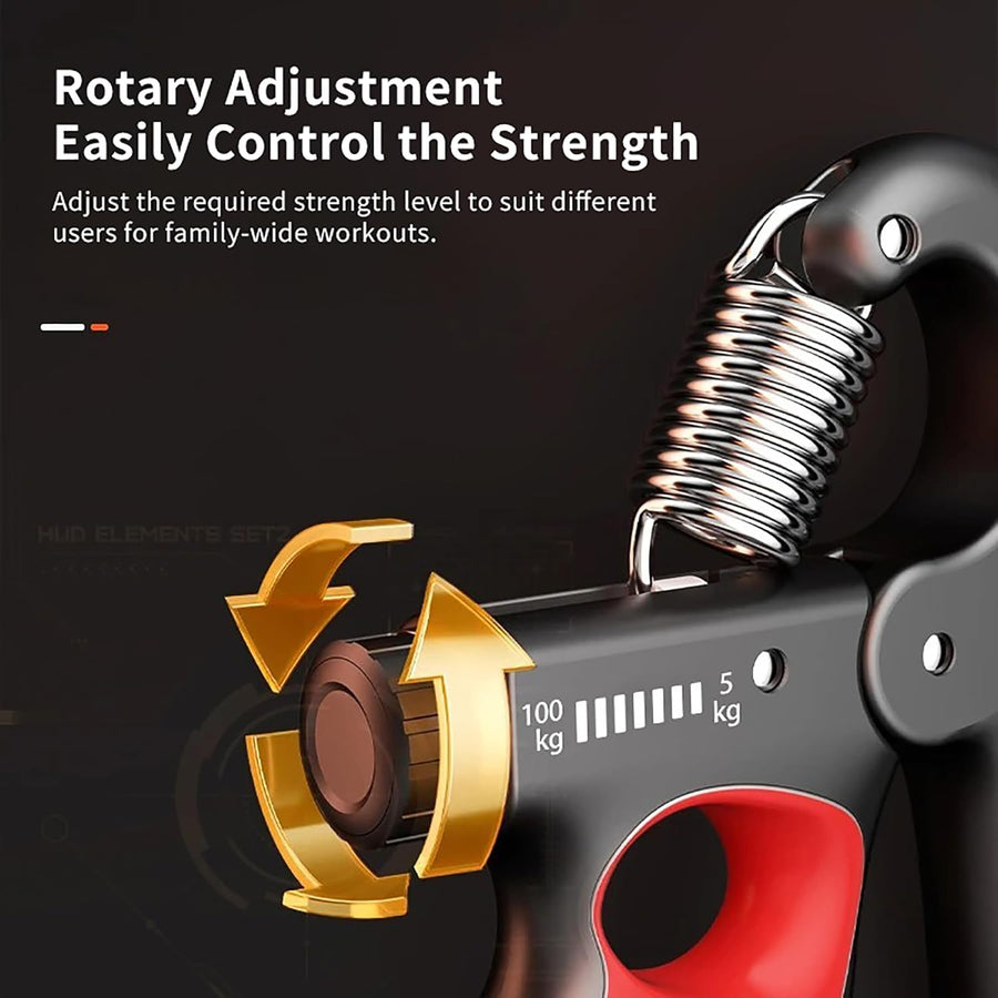 Grip Strength Trainer with Adjustable Resistance 5-100KG, Automatic Counter, Ergonomic Design