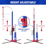 3-in-1 Baseball Set for Kids 3-5 - Tee Ball Stand, Hanging Tee, Ball Launcher and 6 Softballs - Adjustable Height, Indoor/Outdoor Sport Gifts for Boys Girls, Blue