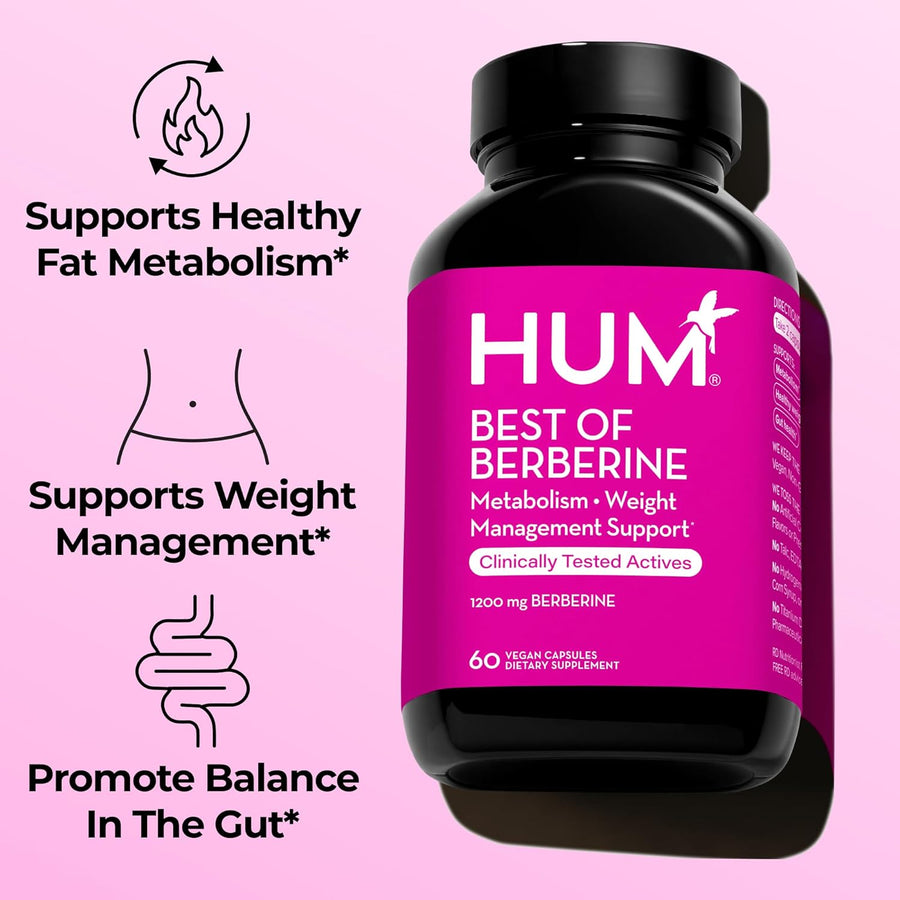 HUM Berberine Supplement 1200mg for Metabolic Wellness and Gut Health