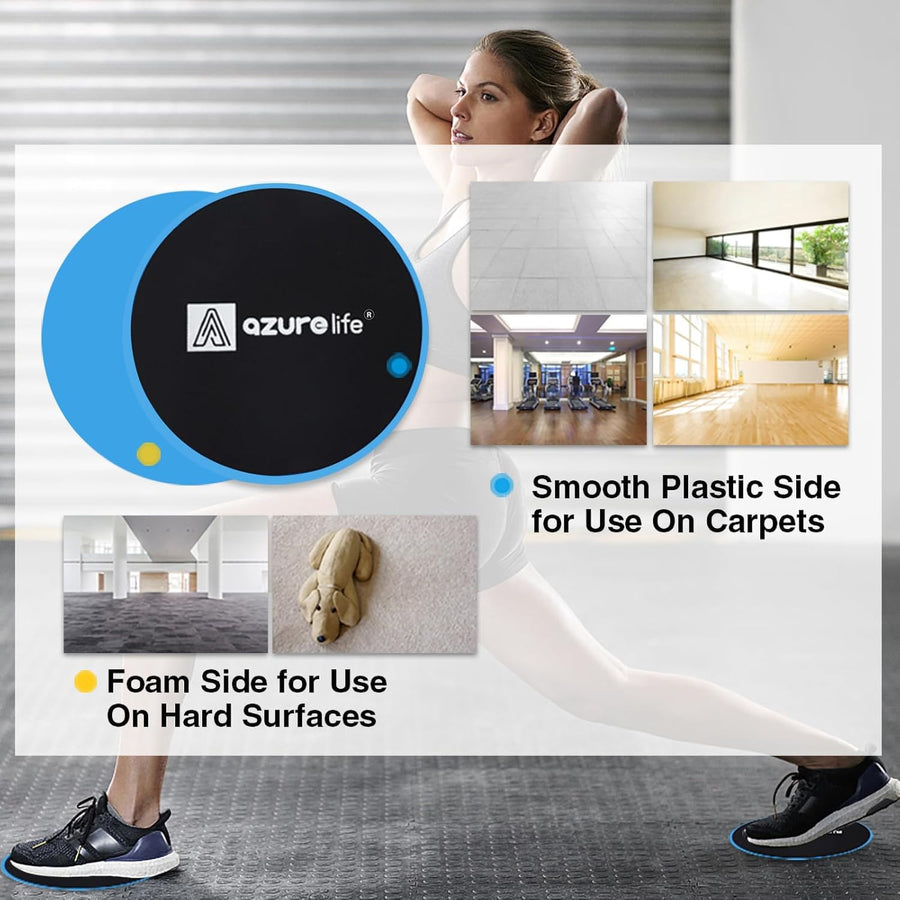 AZURELIFE Dual-Sided Exercise Core Sliders for Carpet & Hardwood