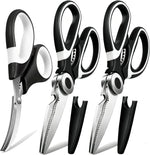 Food Grade Kitchen Scissors All Purpose 3 Pack - Heavy Duty Stainless Steel Cooking Shears for Cutting Meat, Food, Fish, Poultry Sharp Sissors for Dishwasher Safe - with Protective Sheath