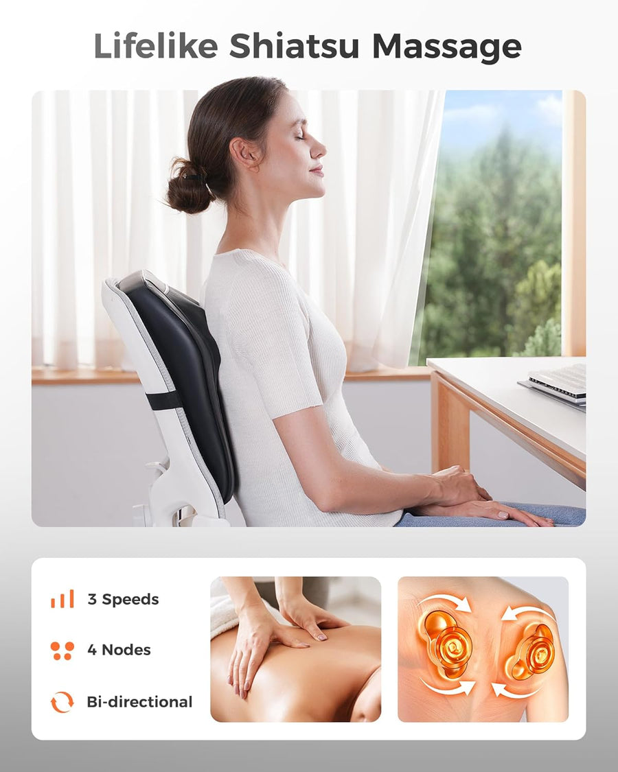 Boriwat Back Massager with Heat for Neck, Shoulder, Leg Pain Relief