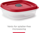 Rubbermaid 16-Piece BPA-Free Plastic Food Storage Set, Red Vented Lids - Microwave, Dishwasher Safe: Perfect for Meal Prep, Leftovers, and Kitchen Organization