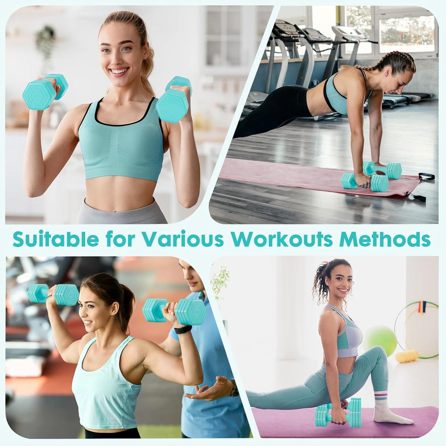 EQUIPRO Adjustable Dumbbell Set, 4-in-1 Free Weights for Women, 2-5 lbs