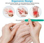 Crochet Hooks 12 Sizes Crochet Hook Set, 51 Pack Yarn Crochet Kit for Beginners, Knitting Needles with Ergonomic Handles for Arthritic Hands, Crochet Needle Kit with Blue Case for Crocheters