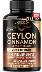 Ceylon Cinnamon Capsules - Extra Strength - 20:1 Extract Supplement