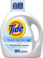 Tide Free & Gentle Liquid Laundry Detergent, 105 fl oz, 80 Loads, HE Compatible