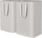 Lifewit 2 Pack Laundry Hamper Large Collapsible Laundry Baskets, Freestanding Waterproof Clothes Hamper with Easy Carry Handles in Laundry Room Bedroom Bathroom College Dorm for Adults, Grey, 2 x 80L