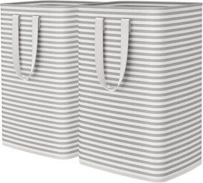 Lifewit 2 Pack Laundry Hamper Large Collapsible Laundry Baskets, Freestanding Waterproof Clothes Hamper with Easy Carry Handles in Laundry Room Bedroom Bathroom College Dorm for Adults, Grey, 2 x 80L