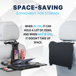 Car Back Seat Tray Table, Stable Foldable Auto Backseat Food Trays Desk for Rear Passenger Road Trip Eating & Work, Multifunctional Adjustable Travel Tray with Phone Drink Holder for Laptop iPad