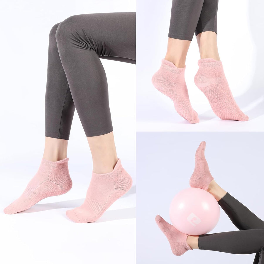 Loudashuaiqi Grip Pilates Socks for Women, Non-Slip Athletic Yoga Socks