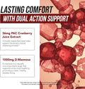 CranEaze®: Cranberry Juice Extract Plus D-Mannose – 36 mg PAC, 100% Soluble PAC - Supports Urinary Tract Health – Most Effective Cranberry Pills for Women, UTI Cranberry Supplement - 60 Capsules
