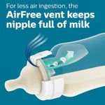 Philips Avent Anti-Colic Baby Bottle with AirFree Vent, 9oz, with Flow 2 Nipples, 1m+, 4pk, Clear, SCY703/04