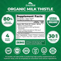 Zazzee USDA Organic Milk Thistle 30:1 Extract, 80% Silymarin, 120 Vegan Capsules, 4 Month Supply, Certified Kosher, High Potency Liver & Antioxidant Support, Silybum Marianum, Non-GMO, Made in the USA