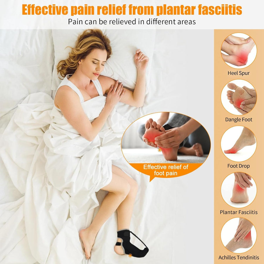 Plantar Fasciitis Night Splint Sock Upgraded Plantar Fasciitis Brace for Women Men with Arch Support for Achilles Tendonitis Foot Drop Heel Spur Pain Relief Black (Medium)