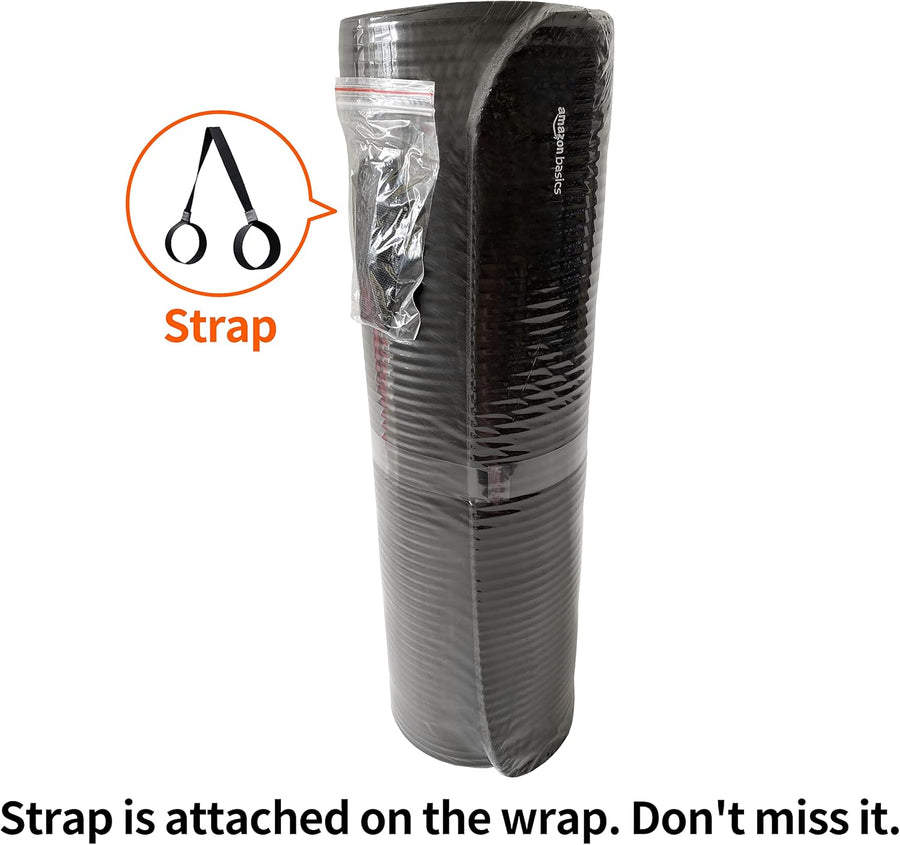 1/2 Inch Extra Thick Exercise Yoga Mat with Carrying Strap, Cushioned Support, for Fitness and Gym Workouts